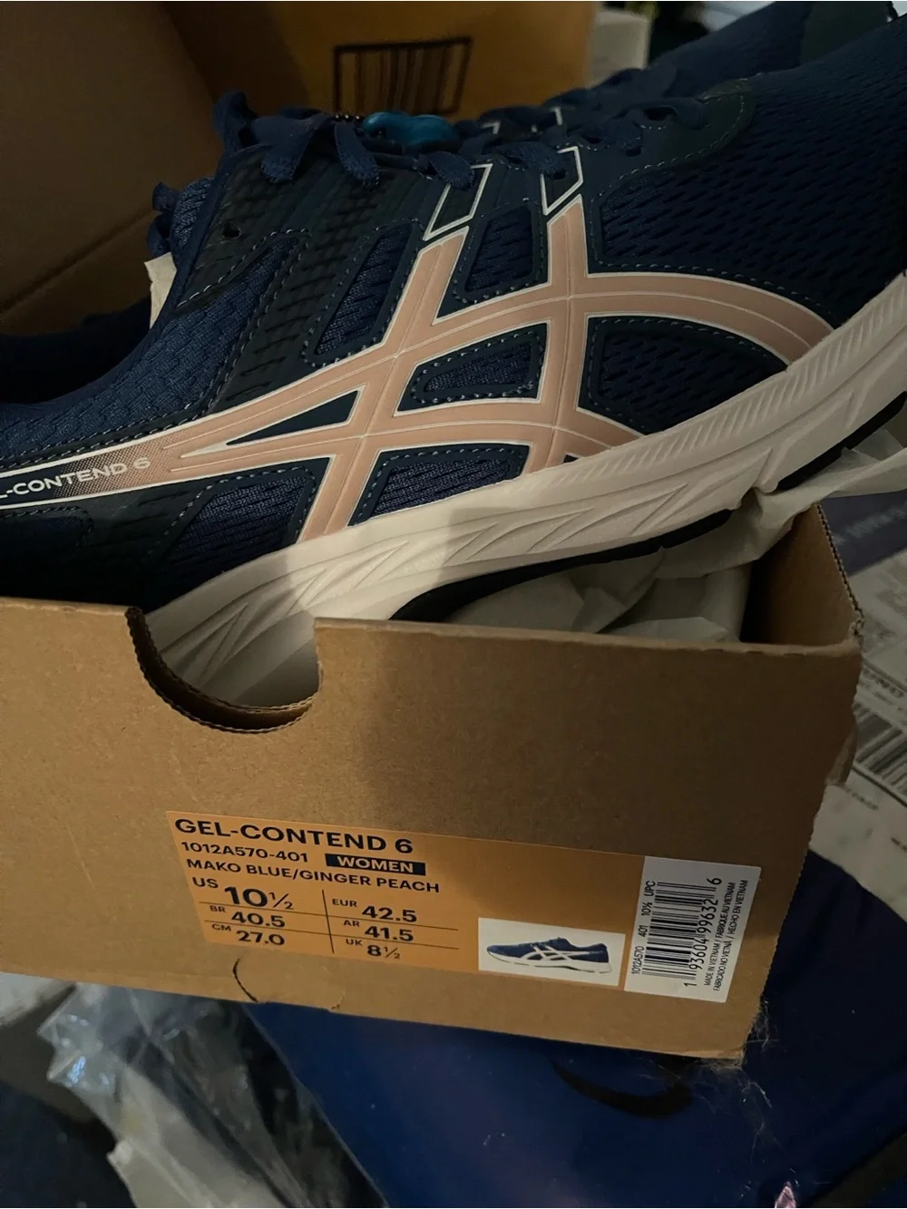 ASICS Women's Gel-Contend 6 Sneakers in Mako Blue & Ginger Peach - Picture 2 of 5
